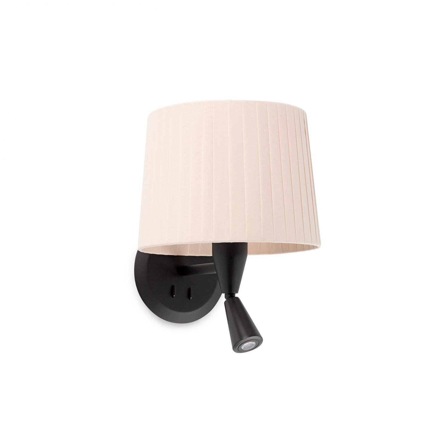 Levně SAMBA černá/skládaná béžová nástěnná lampa se čtecí lampičkou - FARO