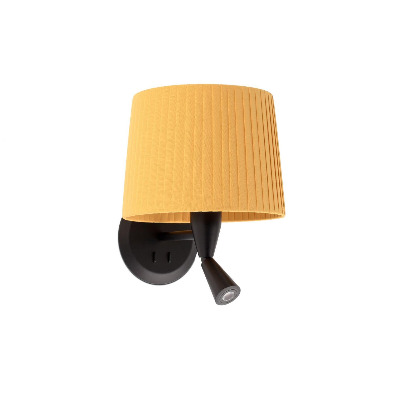 Levně SAMBA černá/skládaná žlutá nástěnná lampa se čtecí lampičkou - FARO