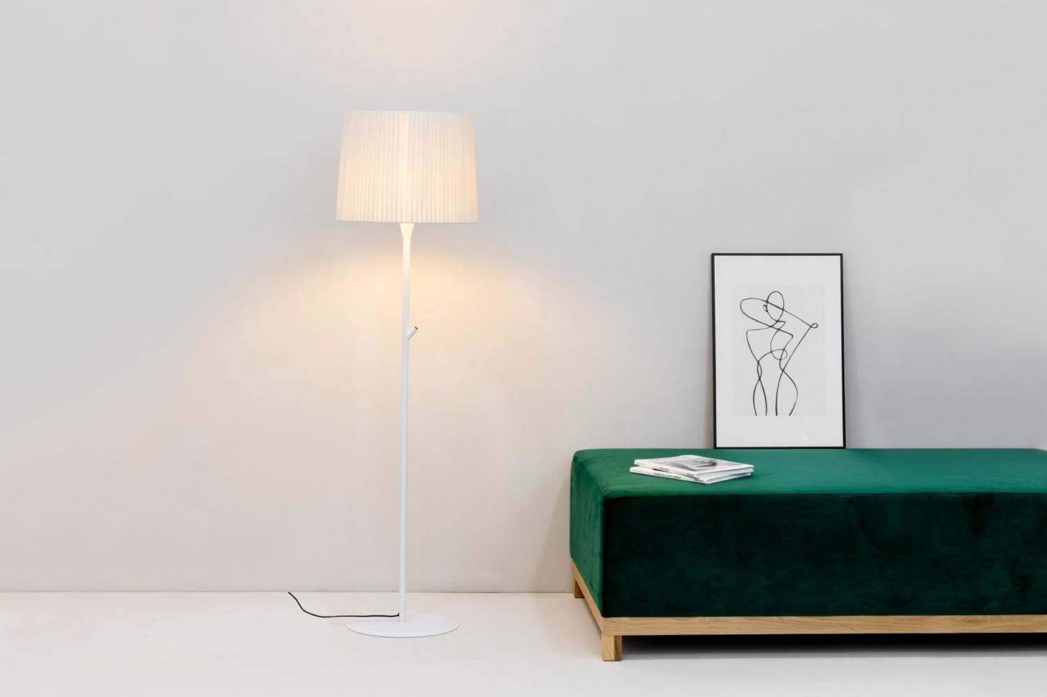 Levně SAMBA bílá/skládaná béžová stojací lampa - FARO