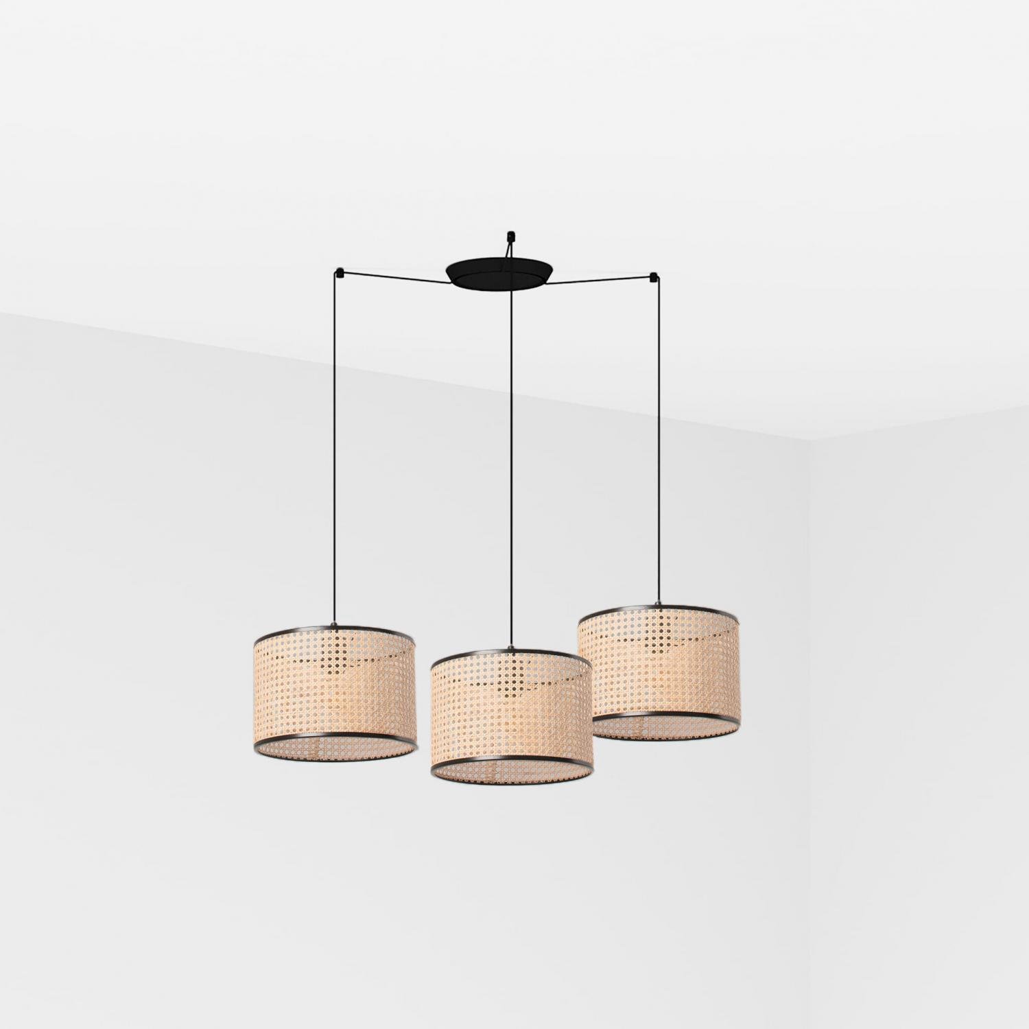 MAMBO závěsné svítidlo, černá/ratan, pr.320 3L - FARO