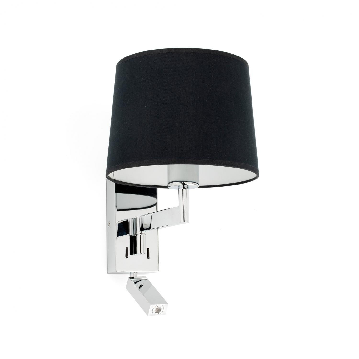 ARTIS chrom/černá nástěnná lampa se čtecí lampičkou - FARO