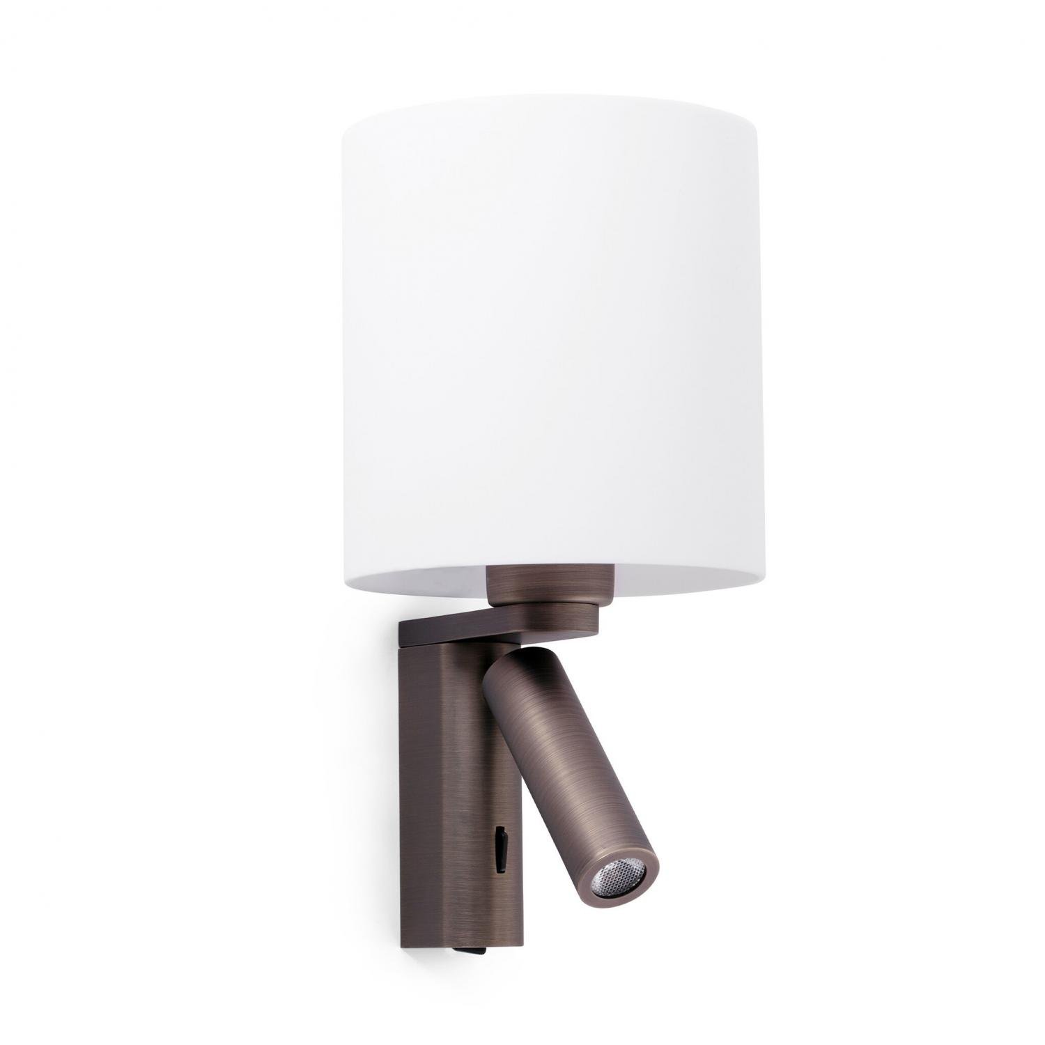 Levně ROB SHADE nástěnná lampa, bronzová, se čtecí lampičkou - FARO