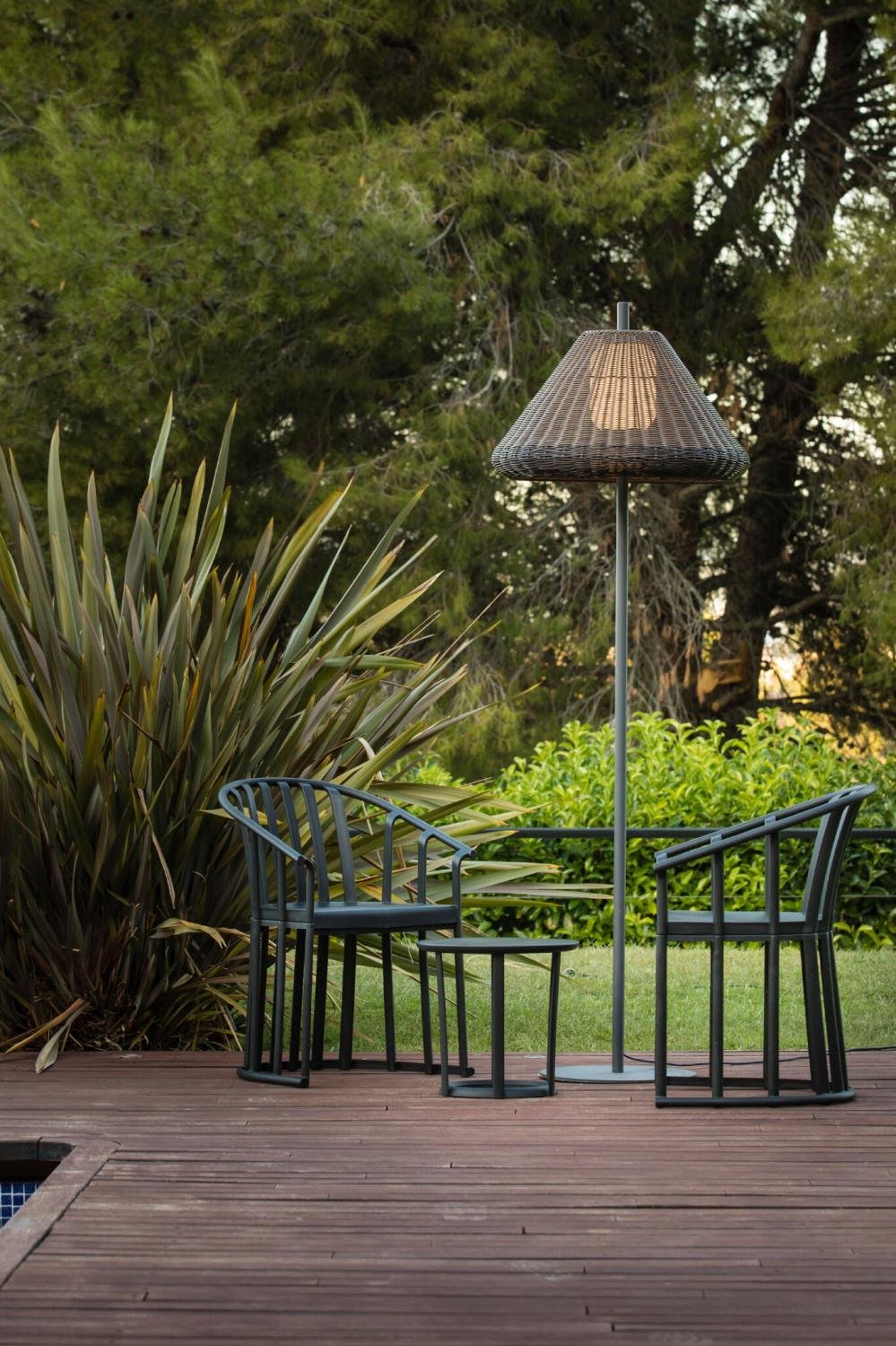 SAIGON šedá/hnědá stojací lampa 2M W70 - FARO