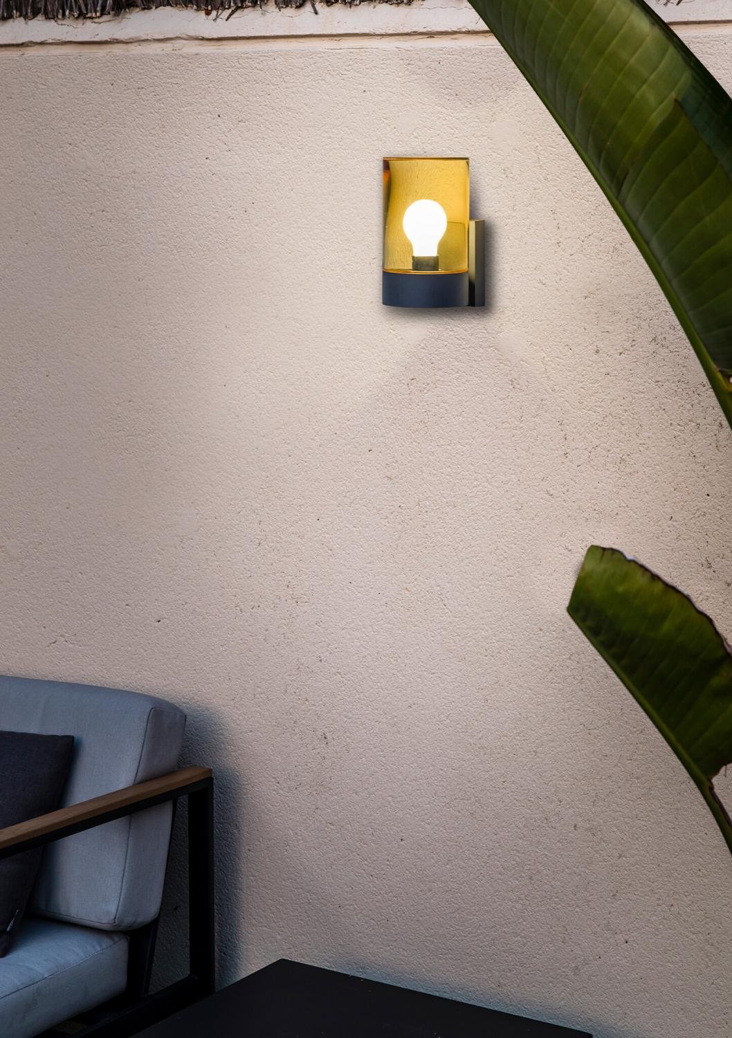 Levně KILA nástěnná lampa, tmavě šedá, jantarová - FARO