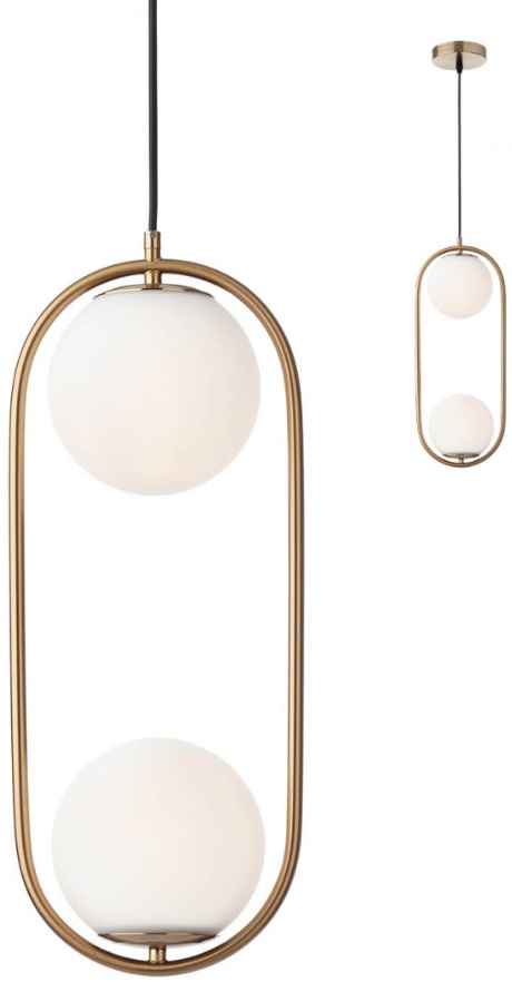 Smarter Závěsné svítidlo NIVA double, opálové sklo, v.50cm, 2xE14