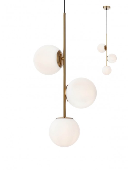 Smarter Závěsné svítidlo NIVA, opálové sklo, v.65cm, 3xE14