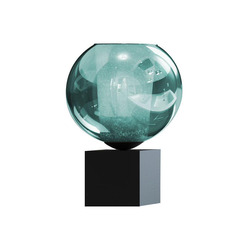 Levně Sikrea Stolní lampa EMY, 1xE27, pr.20cm Barva skla: Petrolejová, Barva montury: Černá