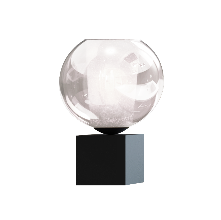 Levně Sikrea Stolní lampa EMY, 1xE27, pr.20cm Barva skla: Transparentní, Barva montury: Černá