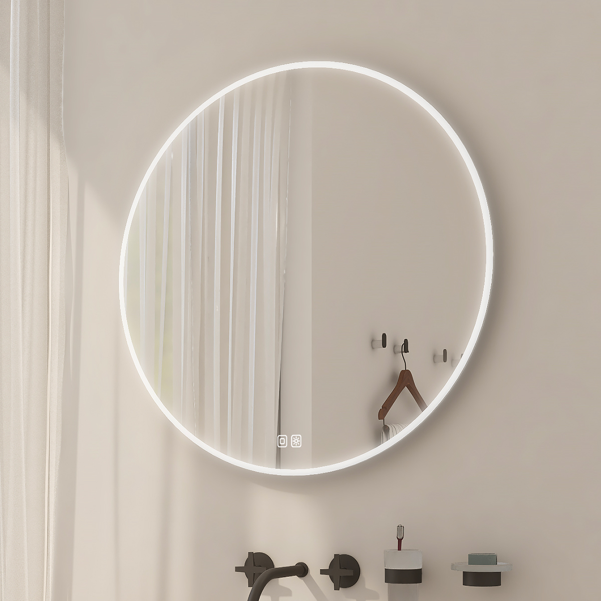 Nimco Kulaté LED zrcadlo 26W, ø 60 cm se dvěma dotykovými senzory