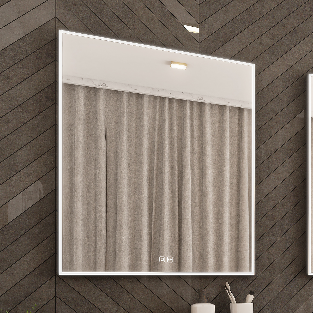 Nimco Černé LED zrcadlo 41W, 60x80 cm se dvěma dotykovými senzory