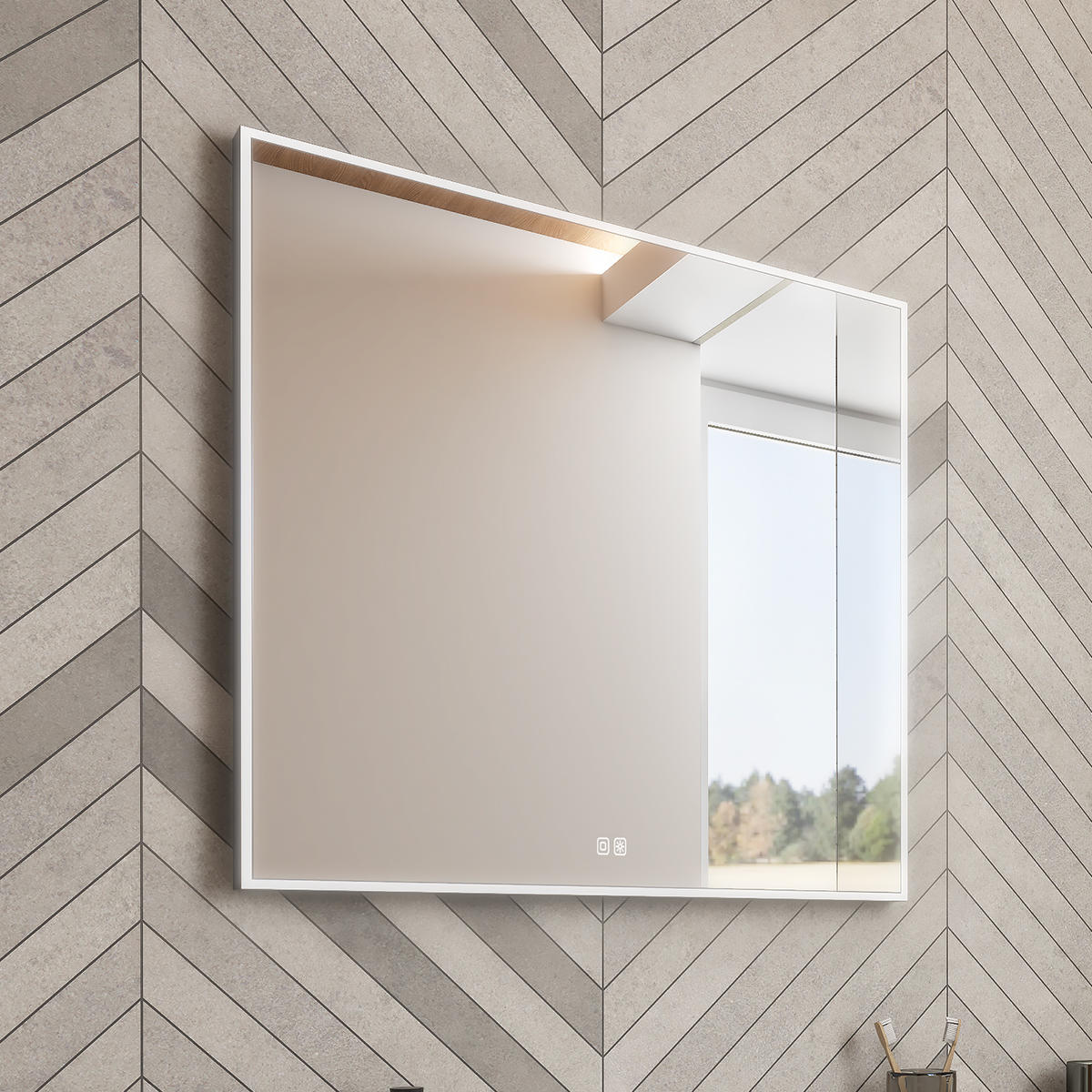 Nimco LED zrcadlo 27W, 60x60 cm se dvěma dotykovými senzory