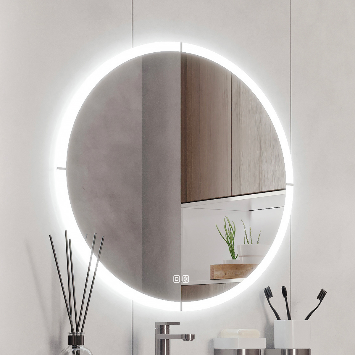 Nimco Kulaté LED zrcadlo 29W, ø 80 cm se dvěma dotykovými senzory