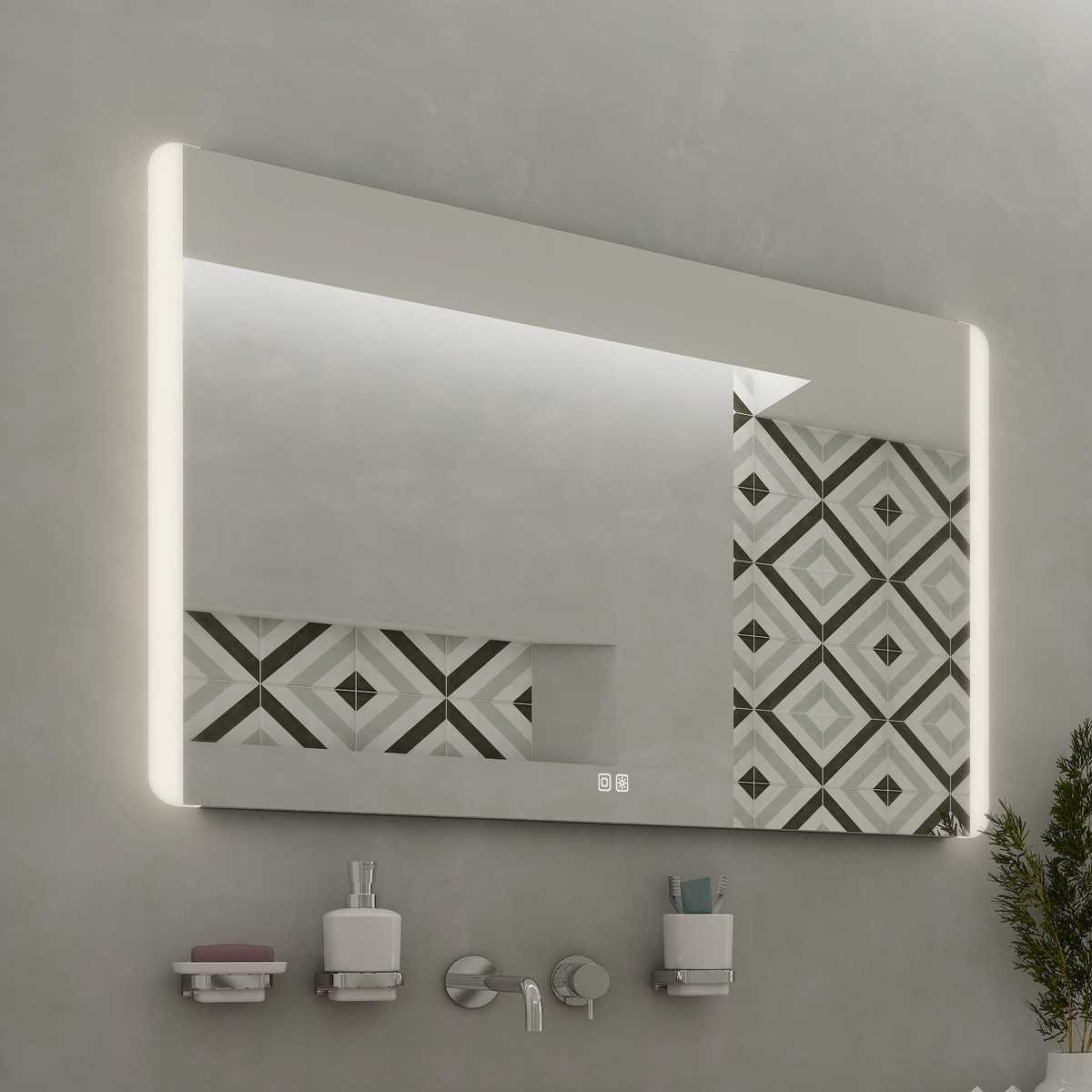 Nimco LED zrcadlo 21W, 90x70 cm, dva dotykové spínače