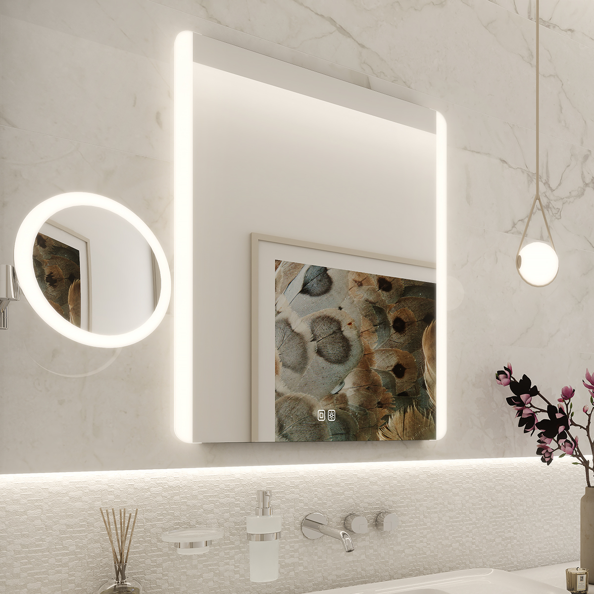 Nimco LED zrcadlo 21W, 60x80 cm se dvěma dotykovými senzory