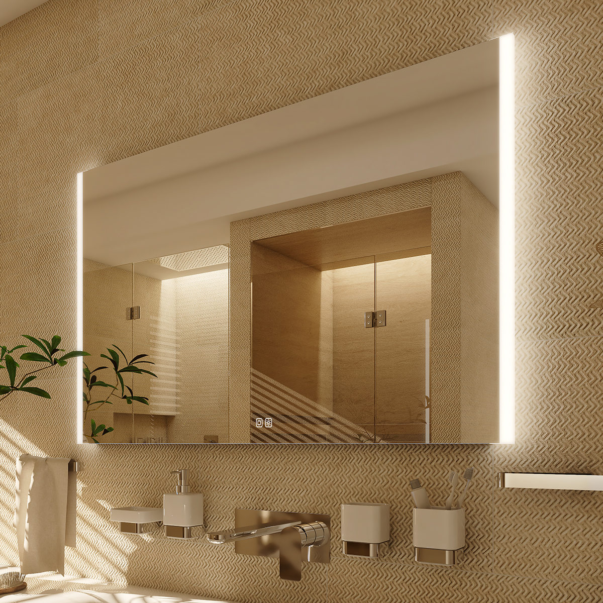 Nimco LED zrcadlo 21W, 80x70 cm se dvěma dotykovými senzory