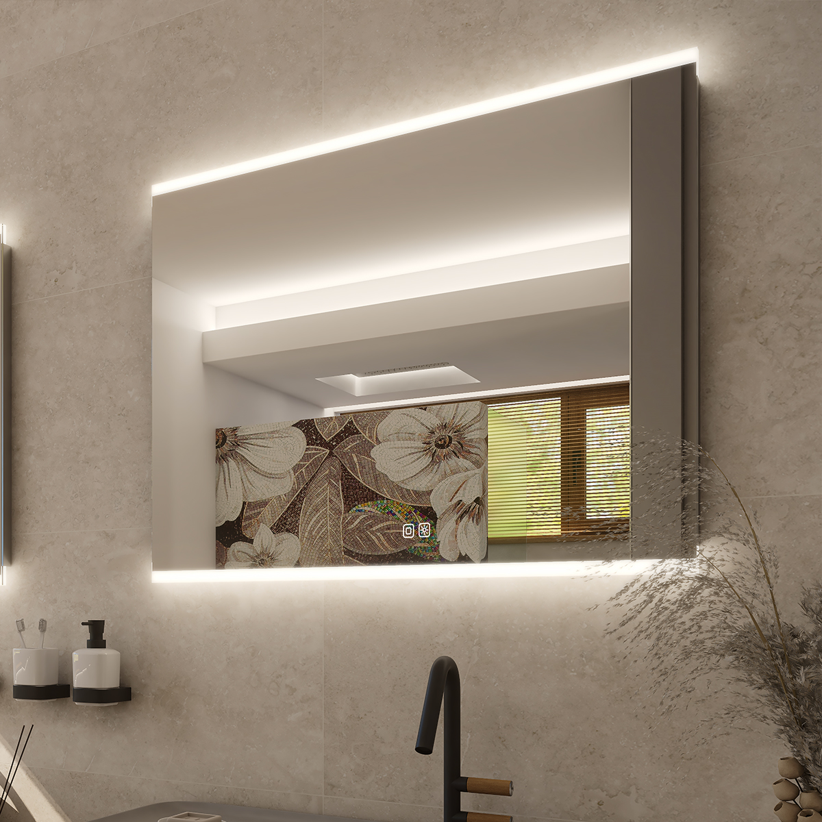 Nimco LED zrcadlo 26W, 90x70 cm se dvěma dotykovými senzory