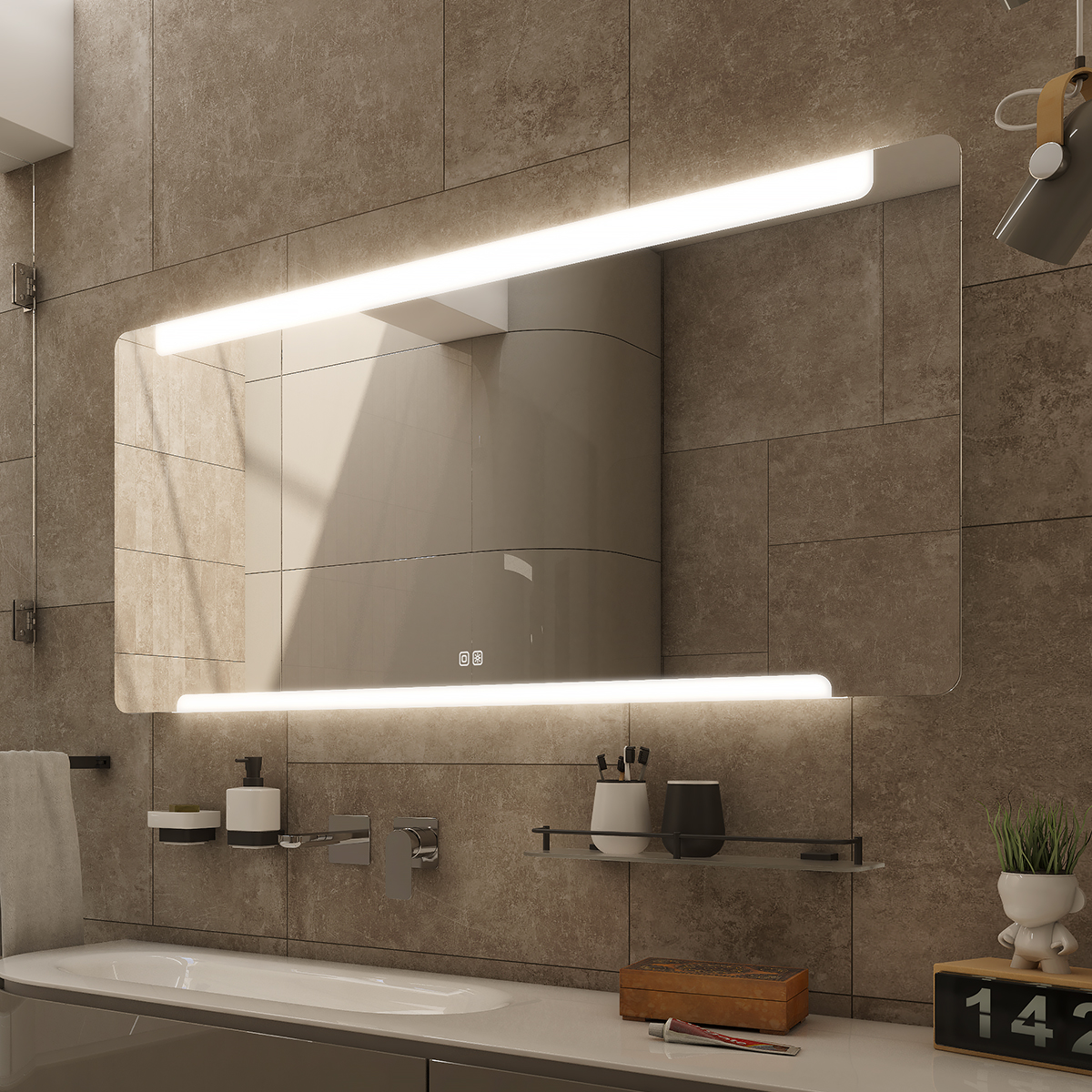 Nimco LED zrcadlo 34,5W, 140x70 cm se dvěma dotykovými senzory