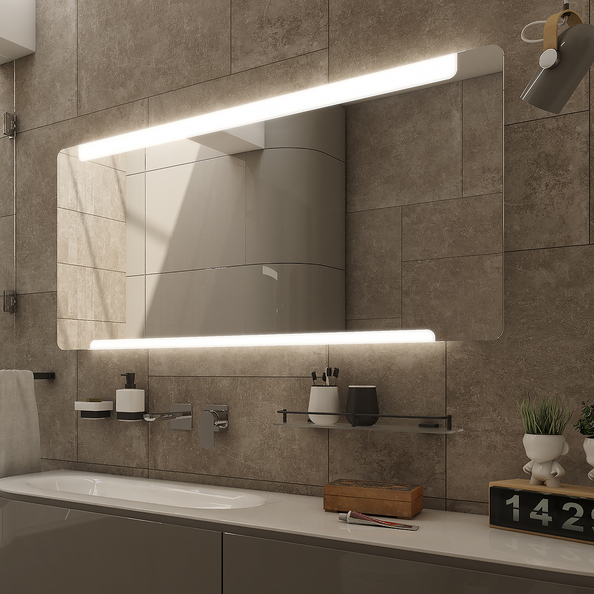 Zrcadlo bez vypínače Nimco 140x70 cm hliník ZP 22008