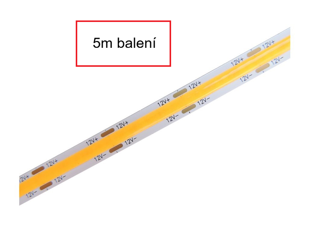 Levně 5m balení COB LED pásek 8W, 336LED/m, 12V, 8mm, IP20, 4000K