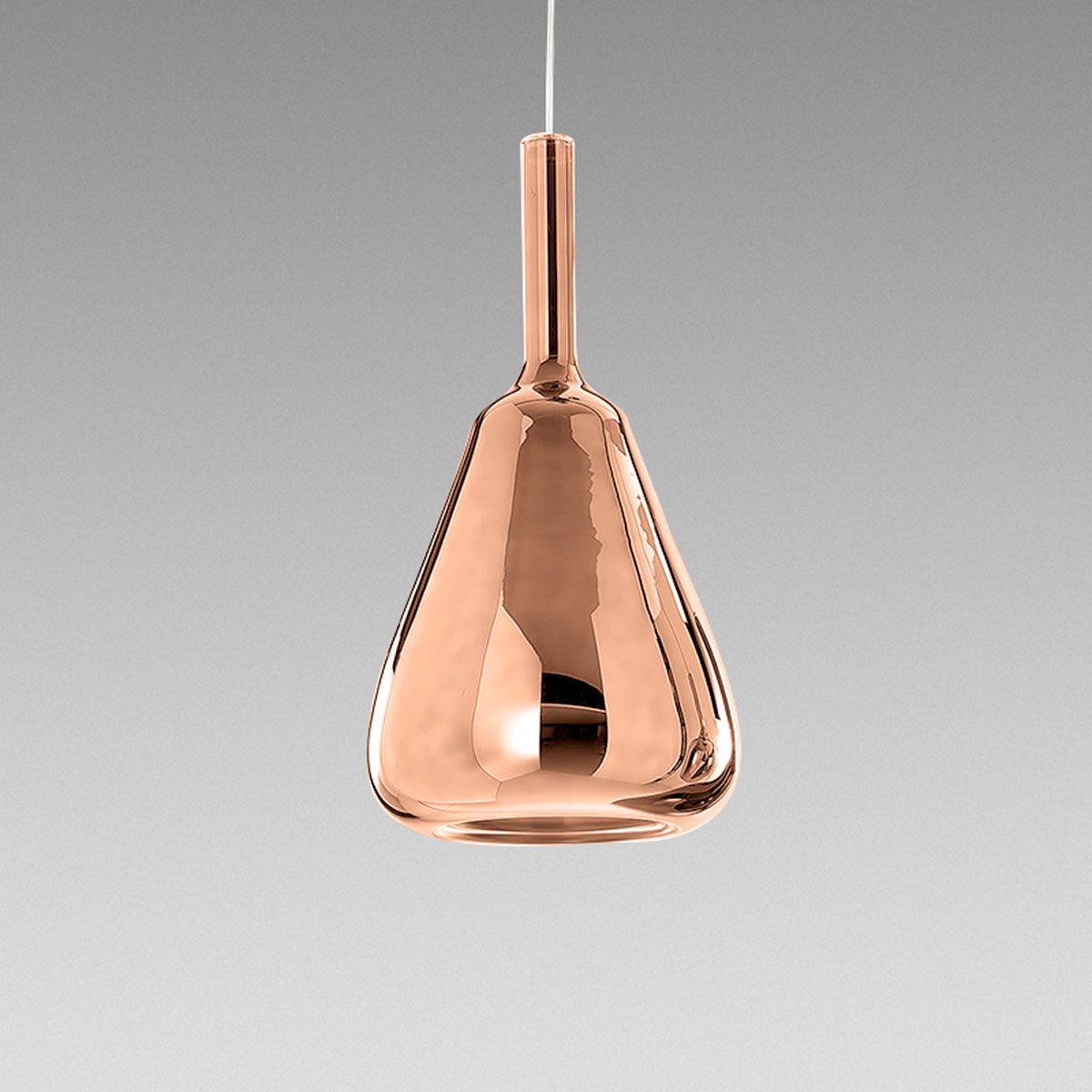 Levně Designové závěsné svítidlo Gea Luce Ofelia S/11 Barva skla: Zrcadlové měděné sklo, Barva montury: Bílá