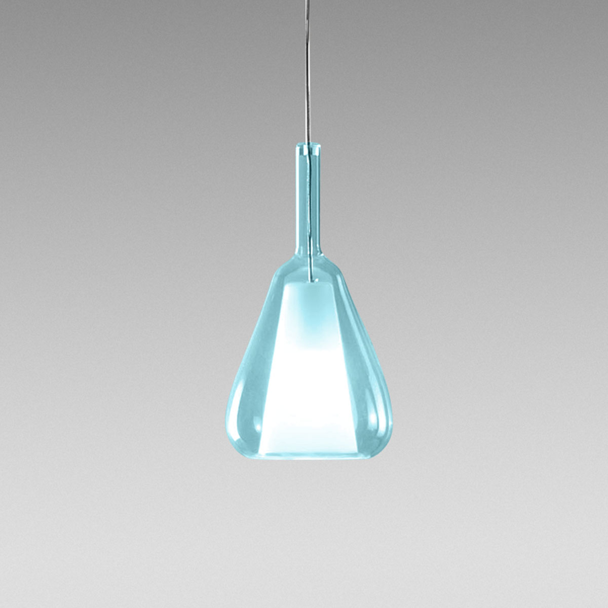 Levně Designové závěsné svítidlo Gea Luce Ofelia S/11 Barva skla: Transparentní modré sklo, Barva montury: Bílá