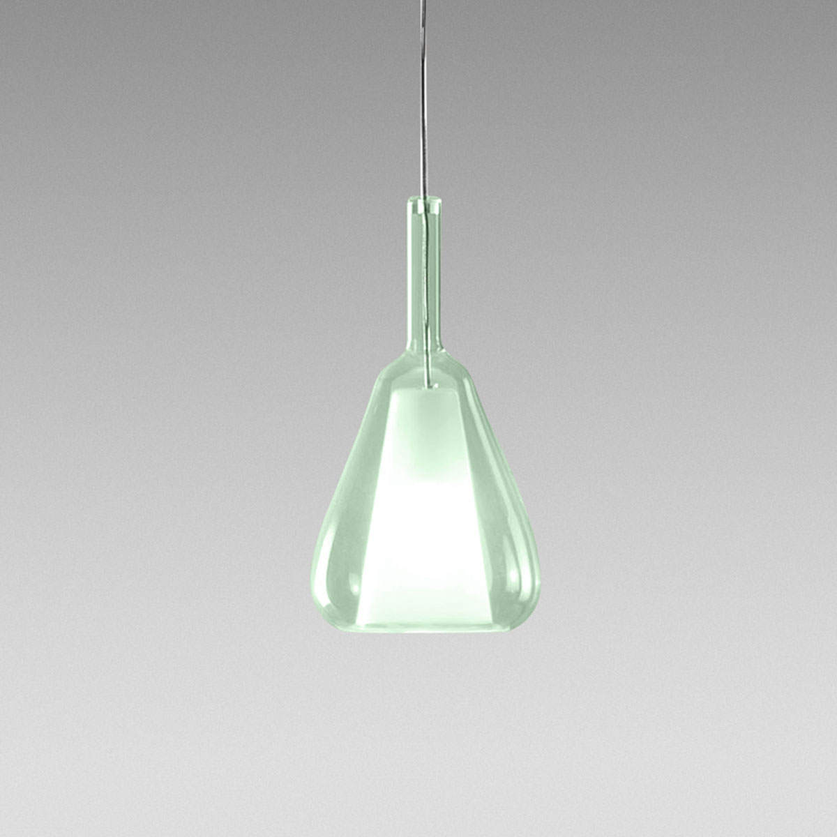 Levně Designové závěsné svítidlo Gea Luce Ofelia S/11 Barva skla: Transparentní zelené sklo, Barva montury: Bílá