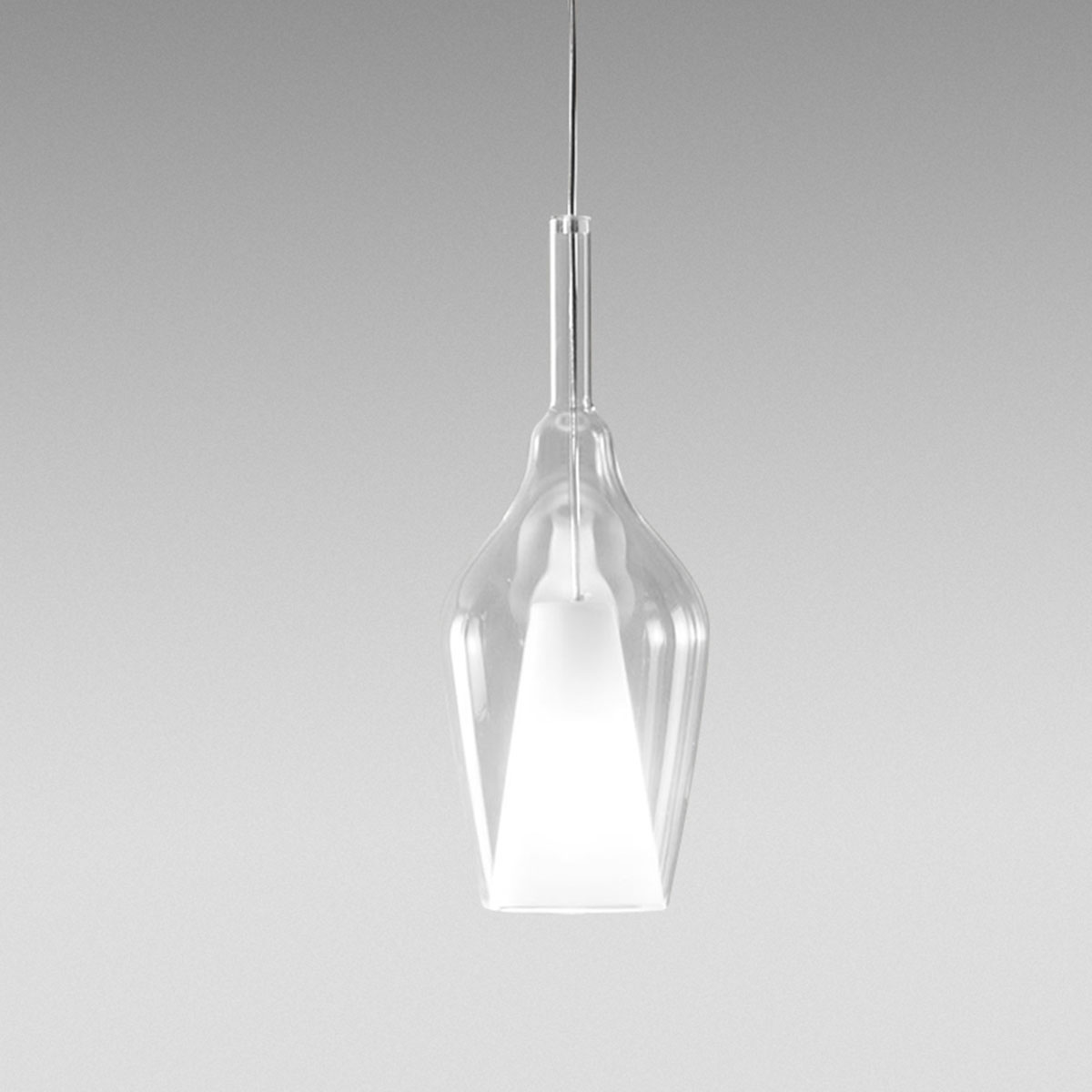 Levně Designové závěsné svítidlo Gea Luce Ofelia S/12 Barva skla: Transparentní sklo, Barva montury: Bílá
