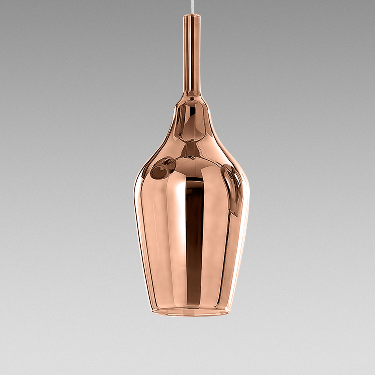 Levně Designové závěsné svítidlo Gea Luce Ofelia S/12 Barva skla: Zrcadlové měděné sklo, Barva montury: Bílá