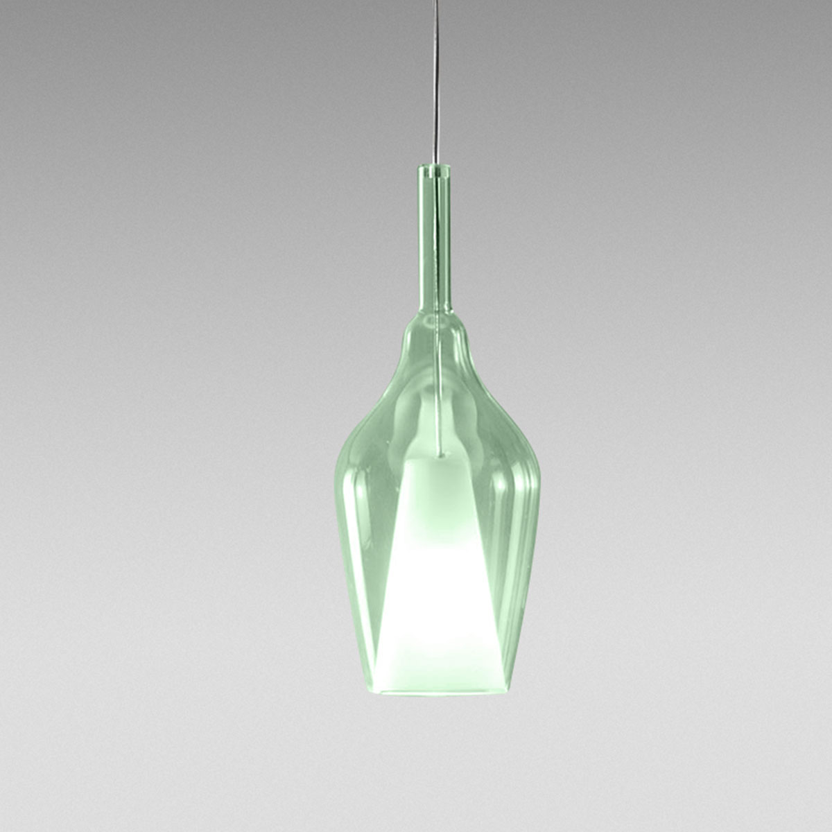 Levně Designové závěsné svítidlo Gea Luce Ofelia S/12 Barva skla: Transparentní zelené sklo, Barva montury: Bílá
