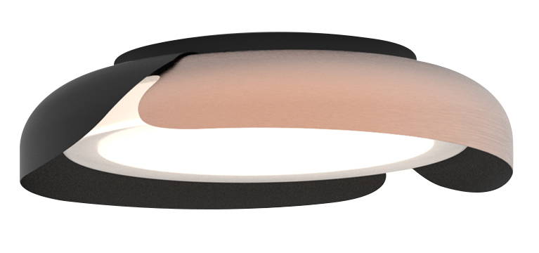 Levně Sikrea Stropní LED svítidlo KENDO, Ø 45 cm Barva: černá - kartáčovaná měď, Ovládání, řízení: ON/OFF (bez stmívání)