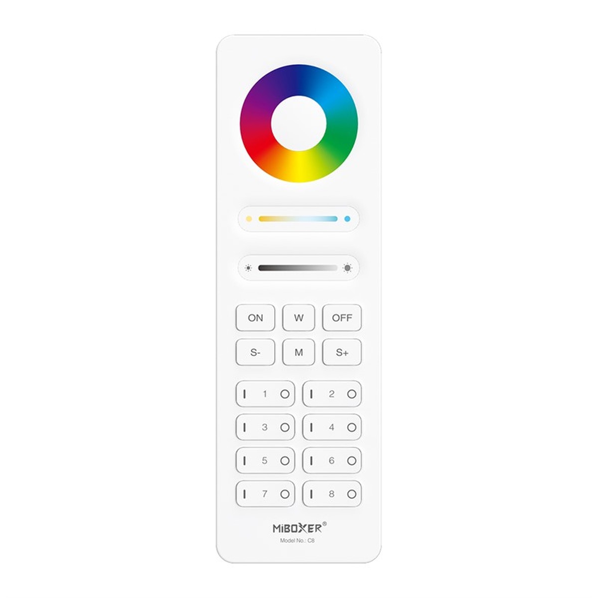 Levně Miboxer 8 kanálový dálkový ovladač Mi-Light, RGB + CCT, 2.4GHz, C8 Barva: Bílá
