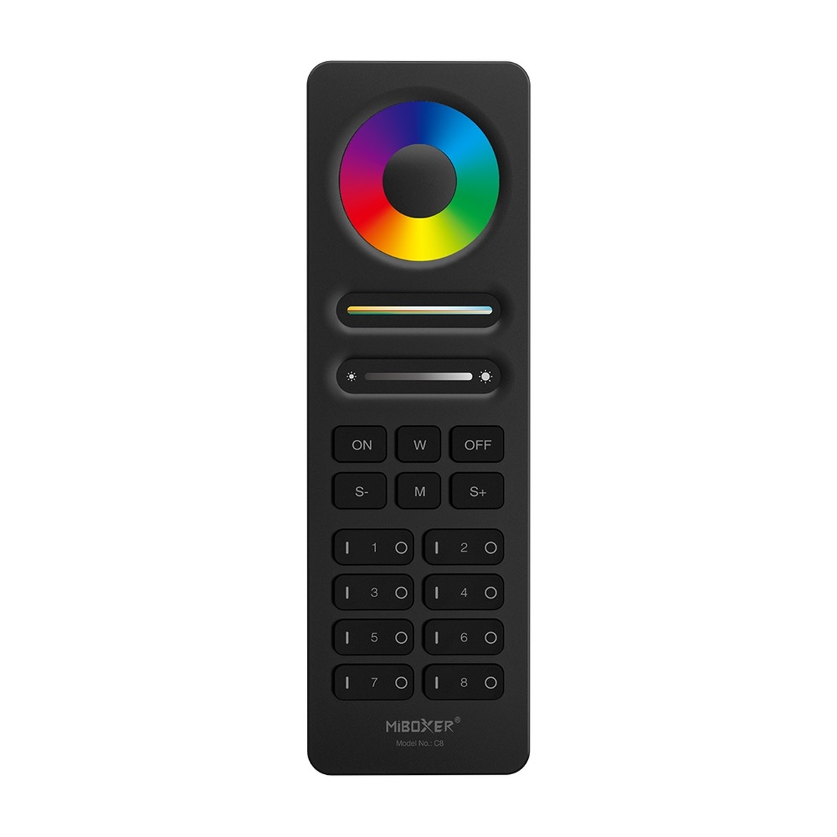 Levně Miboxer 8 kanálový dálkový ovladač Mi-Light, RGB + CCT, 2.4GHz, C8 Barva: Černá