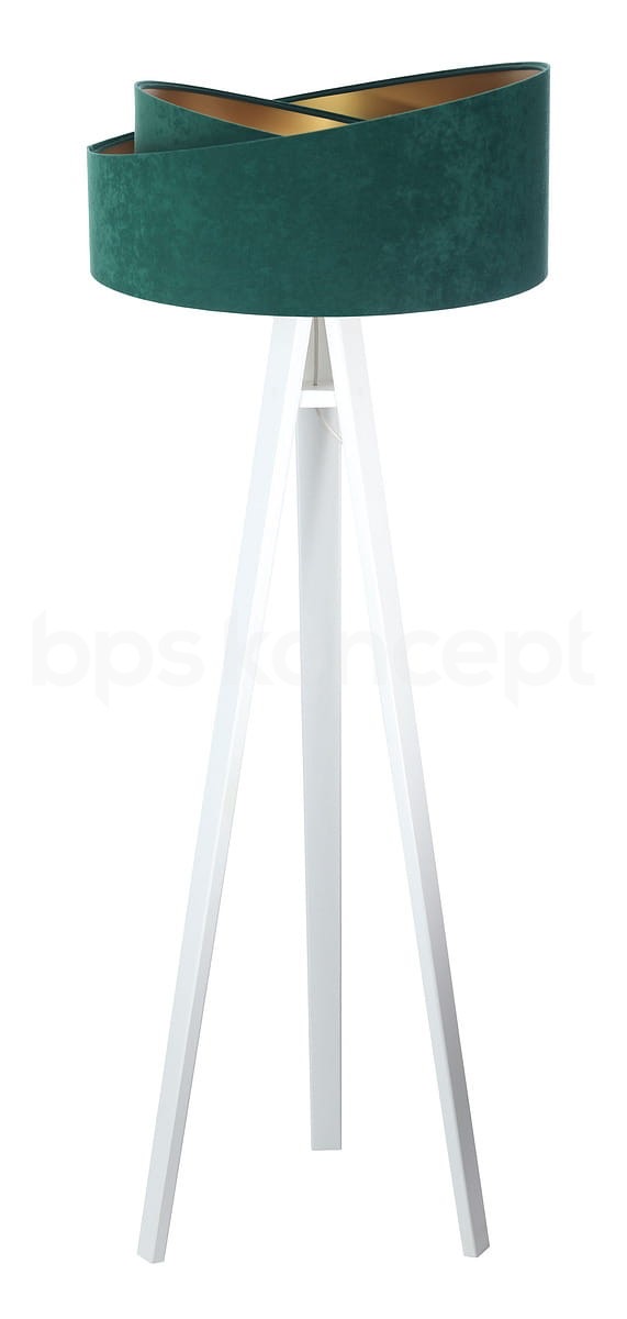 BPS koncept Stojací lampa Galaxy, v.146cm, zelené stínidlo, 1xE27, ø 50 cm Barva podstavy: Bílá