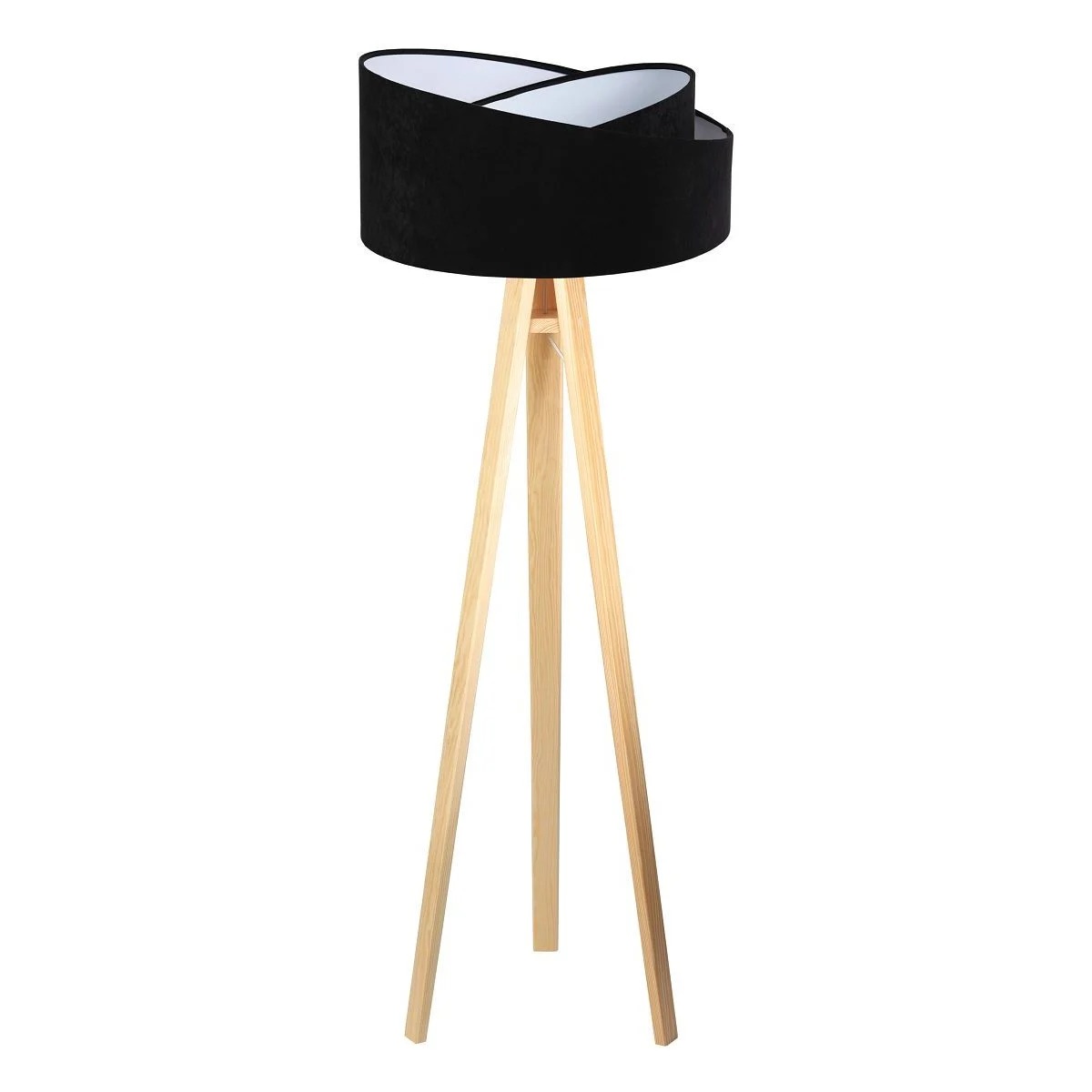 Levně BPS koncept Stojací lampa Galaxy, v.146cm, černo-bílé stínidlo, 1xE27, ø 50 cm Barva podstavy: Hnědá
