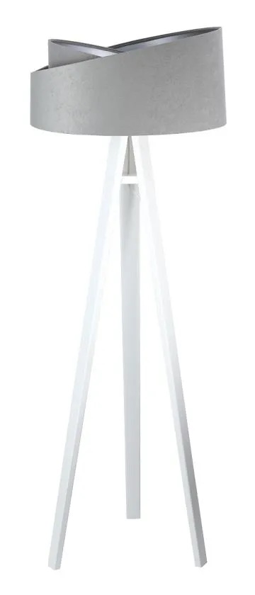 BPS koncept Stojací lampa Galaxy, v.146cm, šedo-stříbrné stínidlo, 1xE27, ø 50 cm Barva podstavy: Bílá