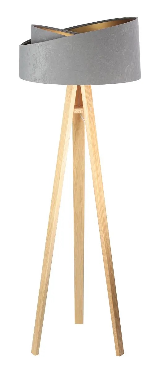 BPS koncept Stojací lampa Galaxy, v.146cm, šedo-zlaté stínidlo, 1xE27, ø 50 cm Barva podstavy: Hnědá