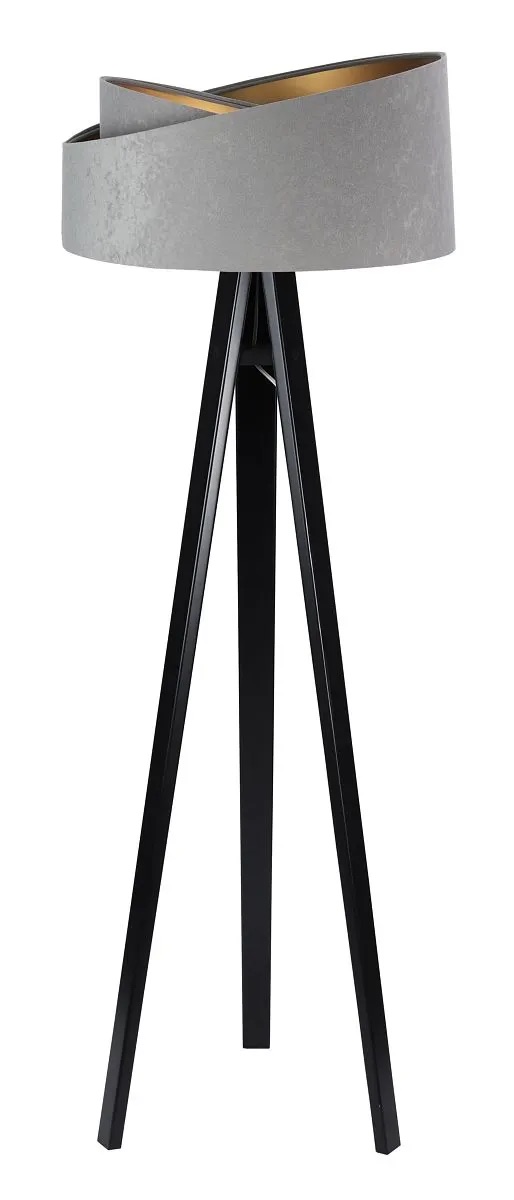 BPS koncept Stojací lampa Galaxy, v.146cm, šedo-zlaté stínidlo, 1xE27, ø 50 cm Barva podstavy: Černá
