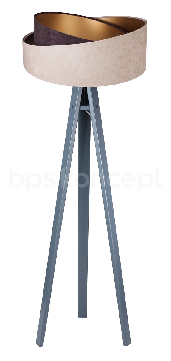 BPS koncept Stojací lampa Galaxy, v.146cm, béžovo-zlaté stínidlo, 1xE27, ø 50 cm Barva podstavy: Šedá