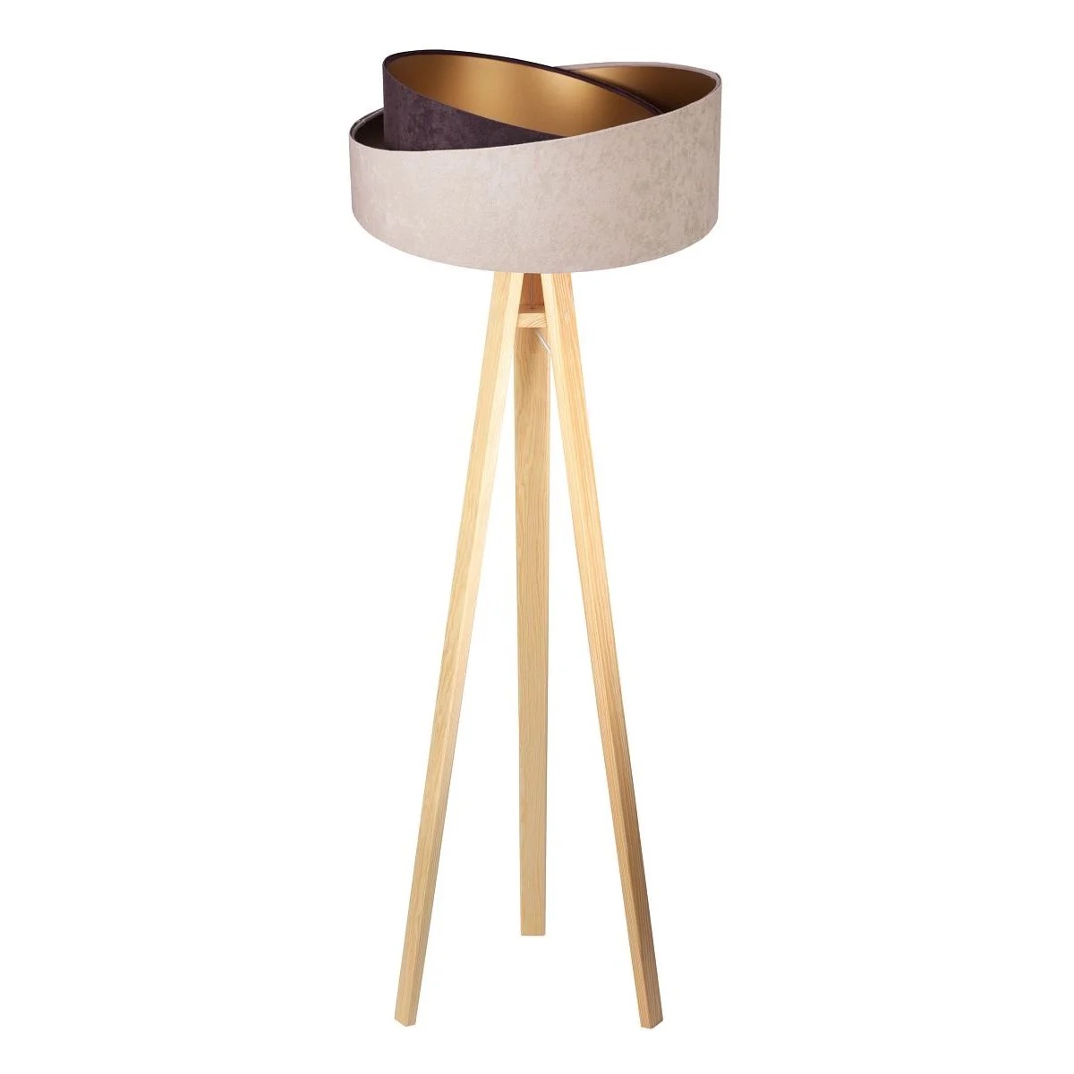 BPS koncept Stojací lampa Galaxy, v.146cm, béžovo-zlaté stínidlo, 1xE27, ø 50 cm Barva podstavy: Hnědá