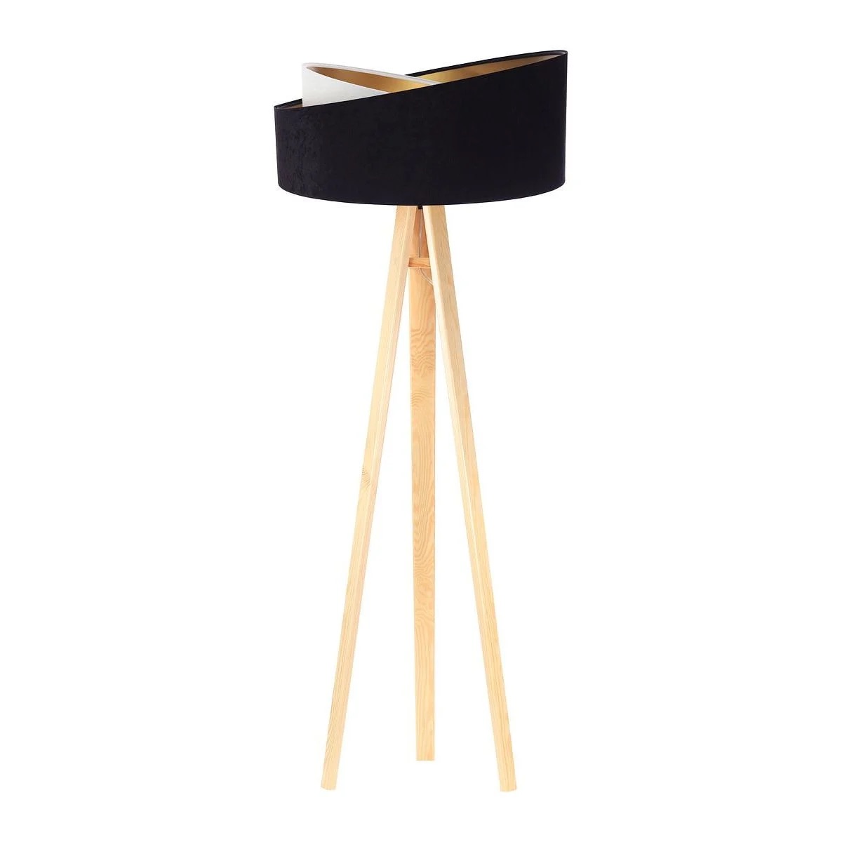 BPS koncept Stojací lampa Galaxy, v.146cm, černo-zlaté stínidlo, 1xE27, ø 50 cm Barva podstavy: Hnědá