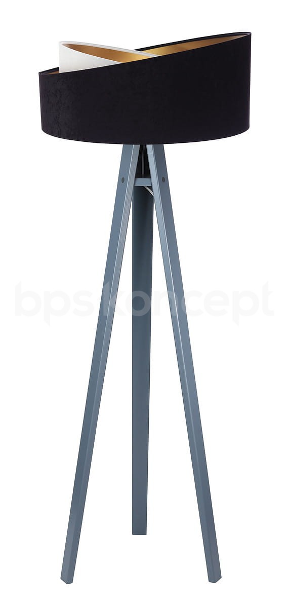 BPS koncept Stojací lampa Galaxy, v.146cm, černo-zlaté stínidlo, 1xE27, ø 50 cm Barva podstavy: Šedá