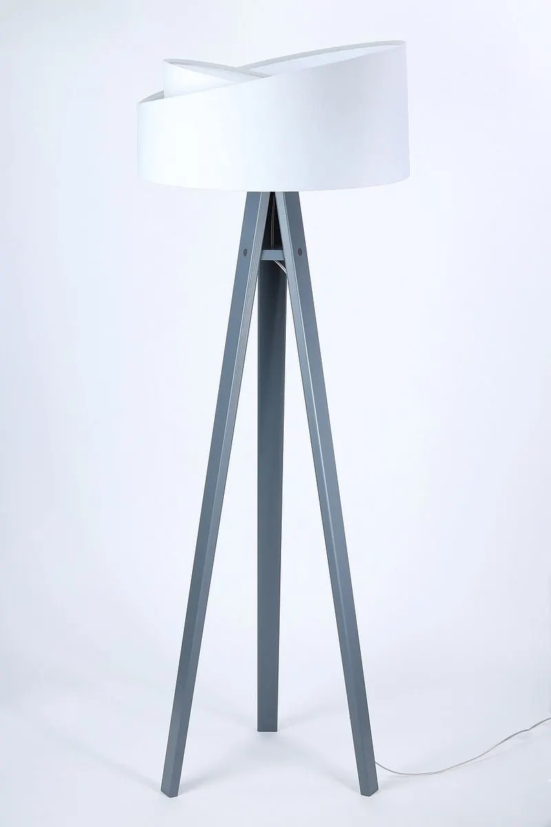 BPS koncept Stojací lampa Galaxy, v.146cm, bílo-bílé stínidlo, 1xE27, ø 50 cm Barva podstavy: Šedá