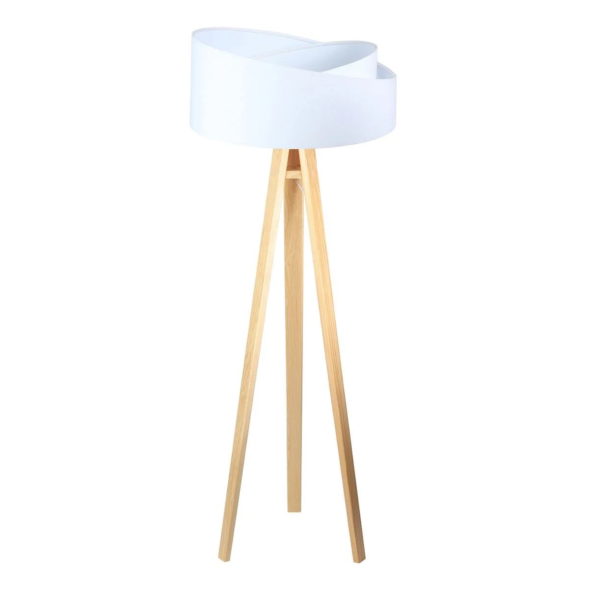 BPS koncept Stojací lampa Galaxy, v.146cm, bílo-bílé stínidlo, 1xE27, ø 50 cm Barva podstavy: Hnědá