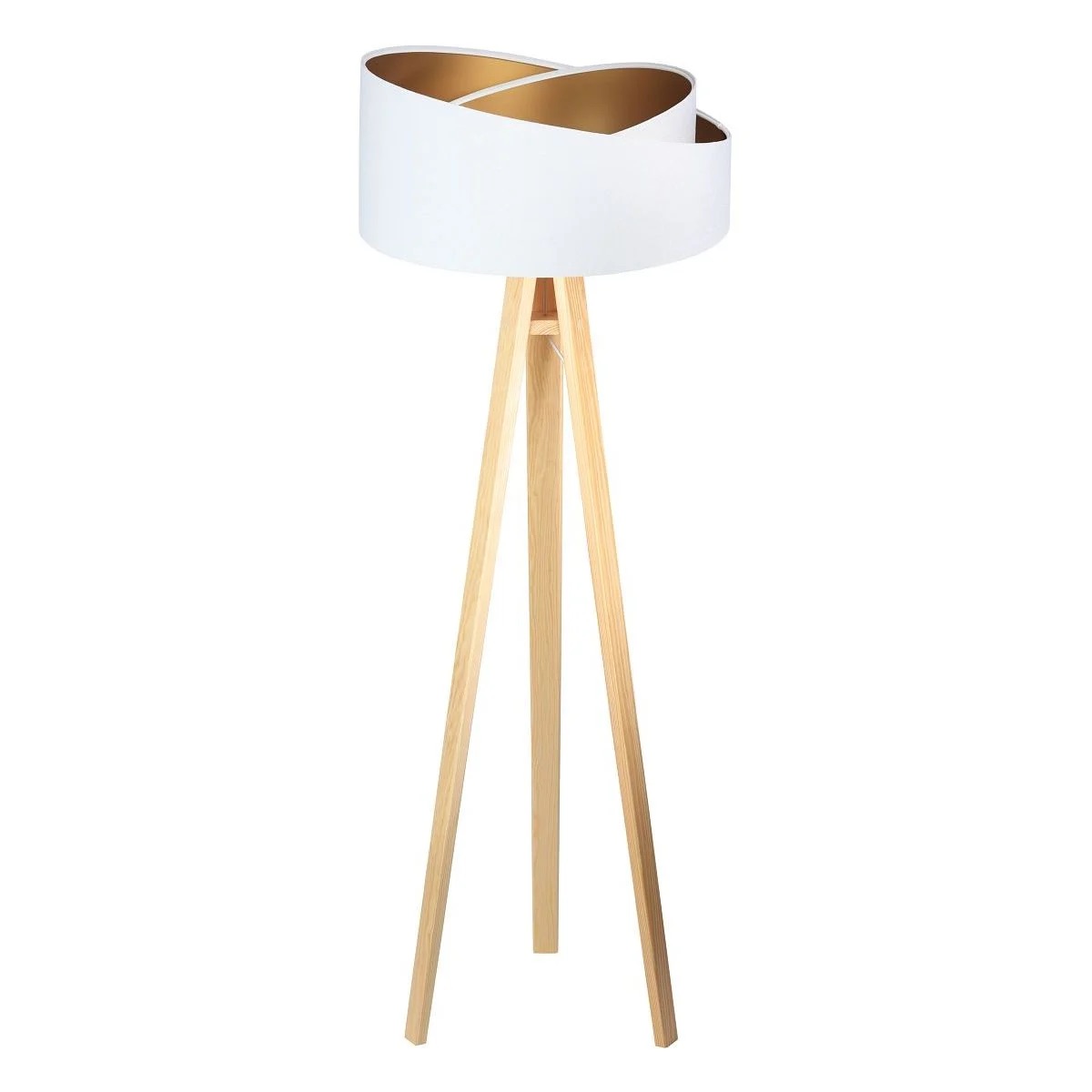 BPS koncept Stojací lampa Galaxy, v.146cm, bílo-zlaté stínidlo, 1xE27, ø 50 cm Barva podstavy: Hnědá