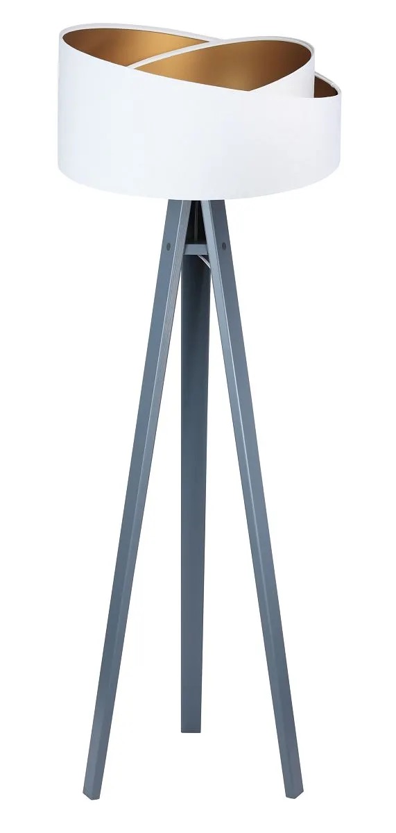 BPS koncept Stojací lampa Galaxy, v.146cm, bílo-zlaté stínidlo, 1xE27, ø 50 cm Barva podstavy: Šedá