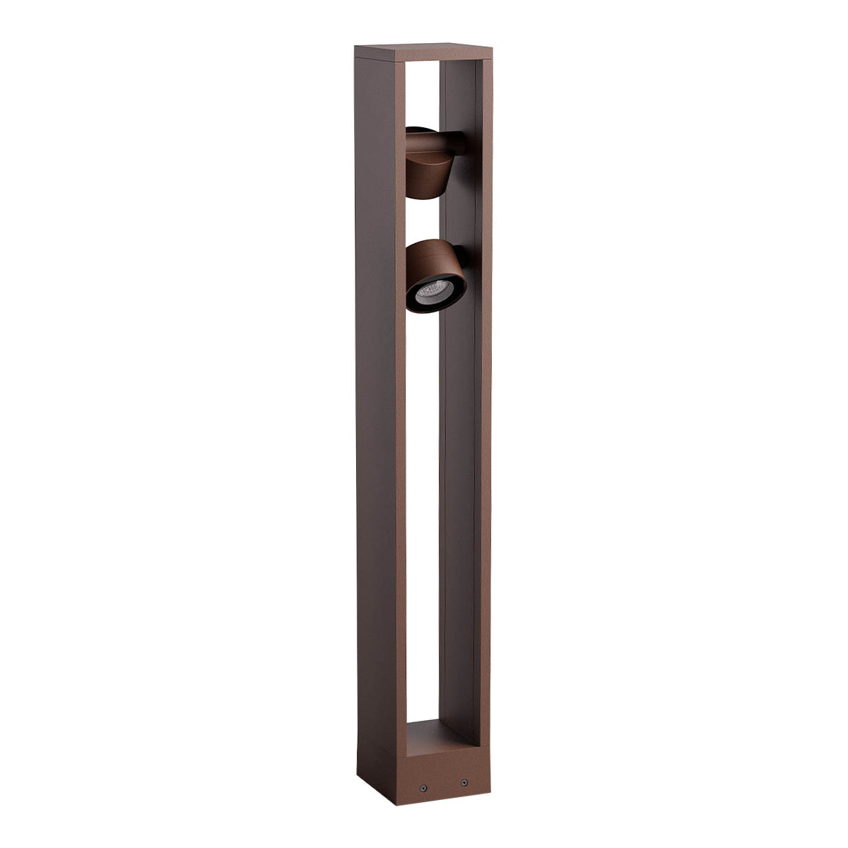 Levně Redo Venkovní LED sloupek XROCK POLE 2x9W, v. 80 cm, IP65, 230V Barva: Rezavá hnědá, Barva světla: 2700K