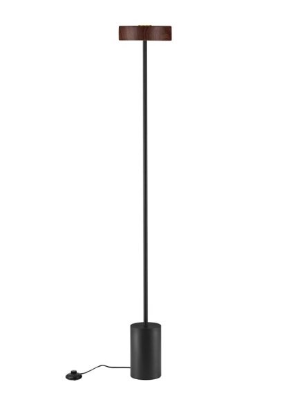 Levně Stojací lampa THEA LED 17W 929lm 3000K černá / dřevo / zlatá 135cm - NOVALUCE