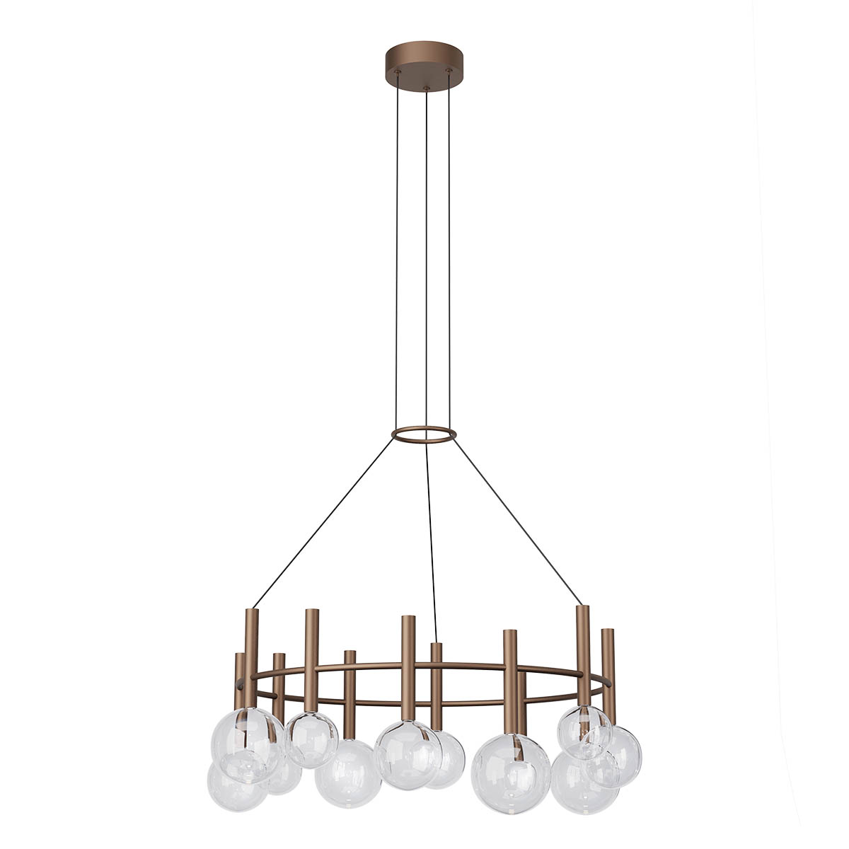 Levně Redo Závěsné LED svítidlo BOLLA, 53W, ø 84 cm, CCT 2700-3000K Barva: Kávová