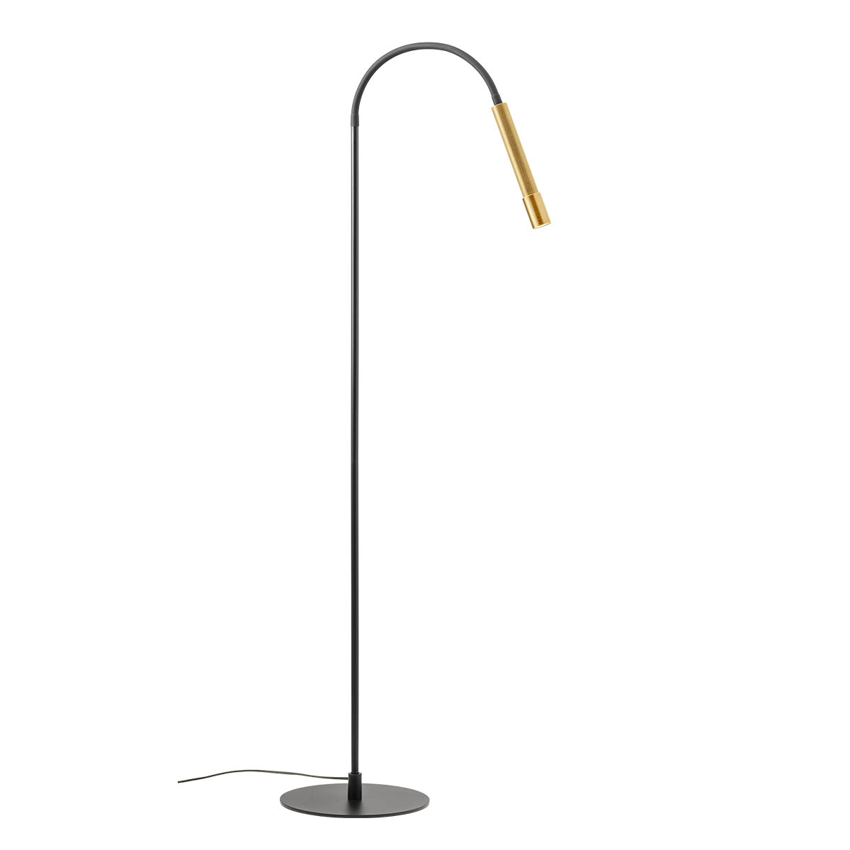 Levně Redo Stojací LED lampa DRILL 8W, v. 172 cm flexibilní, CRI90, stmívatelná Barva: Zlatá, Barva světla: 2700K