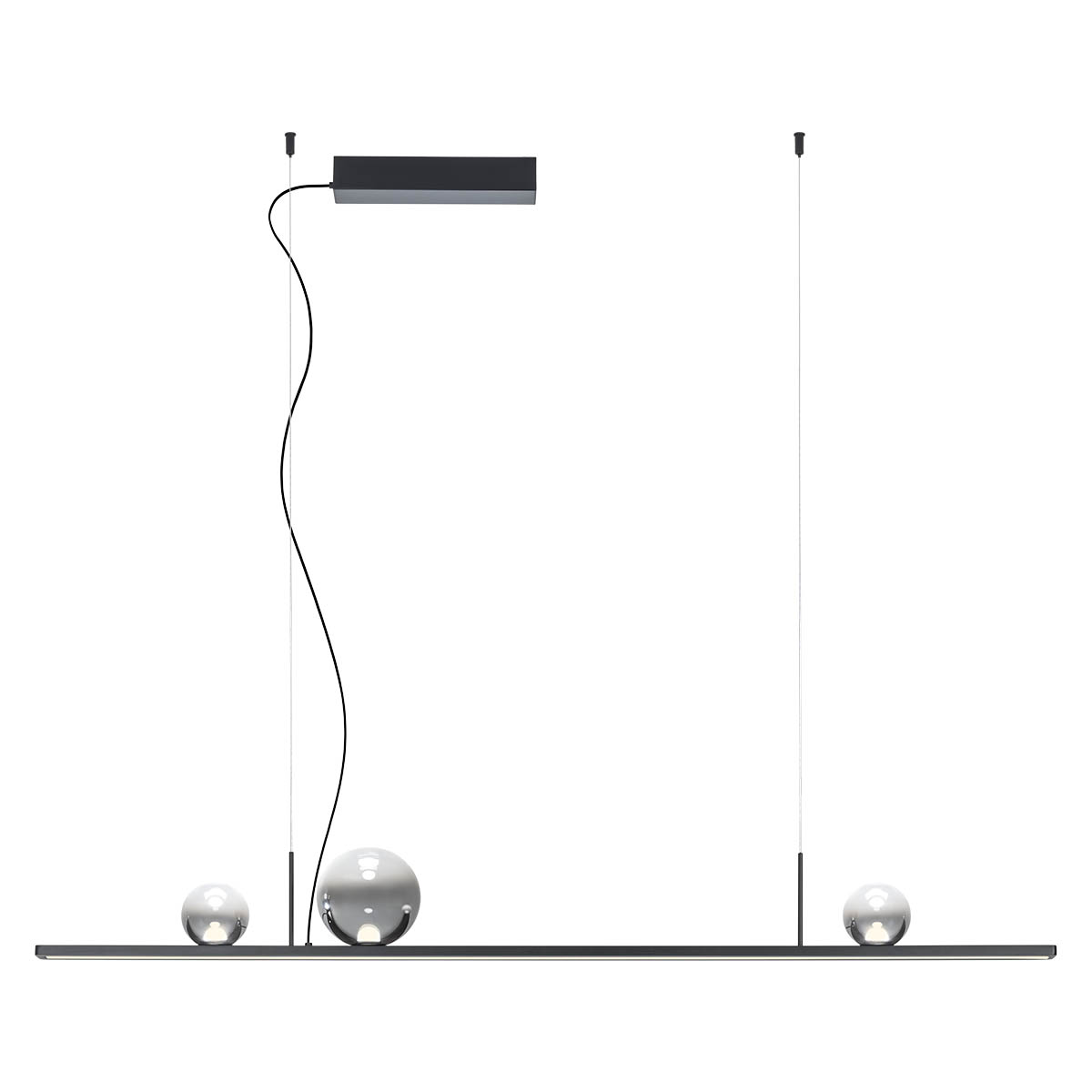 Levně Redo Závěsné LED lineární svítidlo DUNE, 40W, š. 120 cm, CRI90, stmívatelné Barva: Černá-kouřové sklo, Barva světla: 2700K